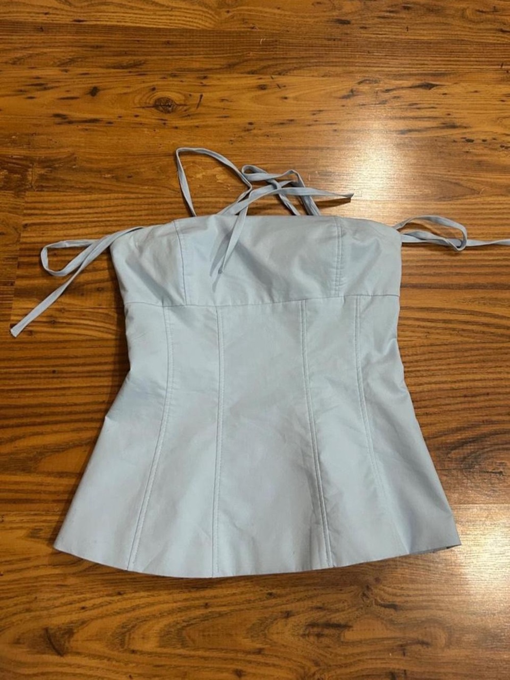 Zara Pale Blue Strapless Tie-Back Tank